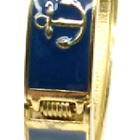 Fornash Hinged Bracelet Navy Blue Enamel & Gold Anchor Design - Picture 13 of 16